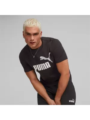 Moška majica s kratkimi rokavi PUMA ESS+ 2 COL LOGO TEE 586759-61 ČRNA