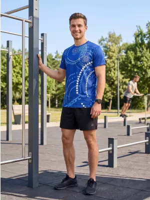 Premium moška majica s kratkimi rokavi ALTISPORT VOJ/ALM003TR01 KRALJEVSKO MODRA
