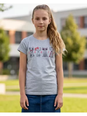 Dekliška majica s kratkimi rokavi SAM 73 AXILL KT 508 SVETLO SIVA