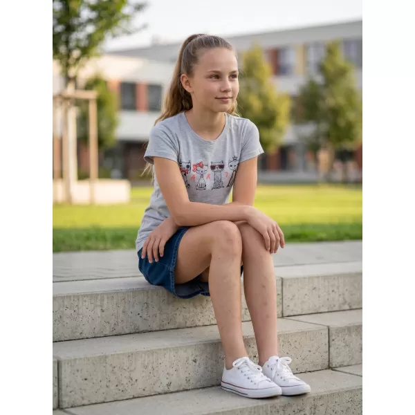 Dekliška majica s kratkimi rokavi SAM 73 AXILL KT 508 SVETLO SIVA 