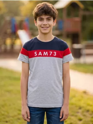 Fantovska majica s kratkimi rokavi SAM 73 KALLAN KT 503 SVETLO SIVA