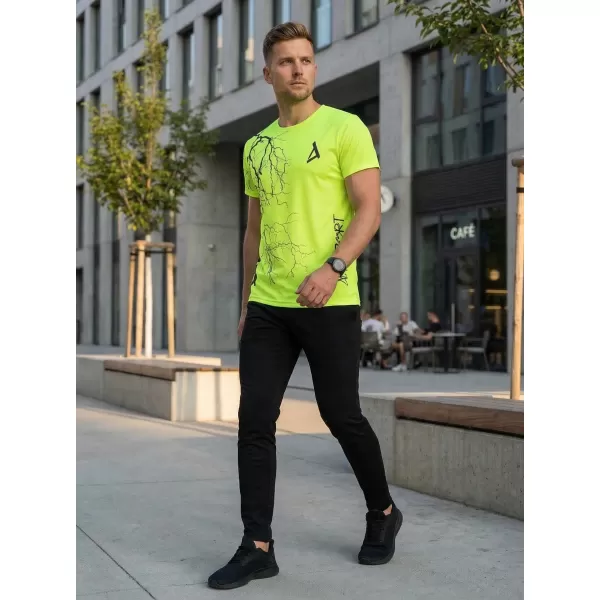  Premium moška majica s kratkimi rokavi ALTISPORT VOJ/ALM004TR01 NEON RUMENA 