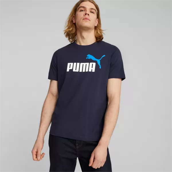  Moška majica s kratkimi rokavi PUMA ESS+ 2 COL LOGO TEE 586759-07 MODRA 