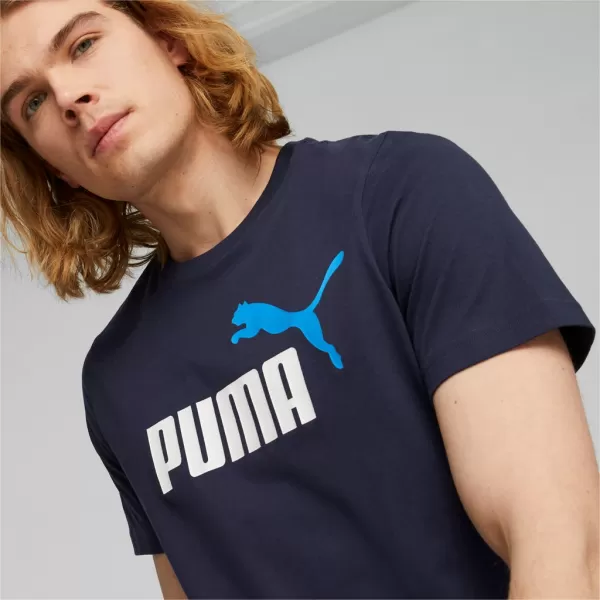  Moška majica s kratkimi rokavi PUMA ESS+ 2 COL LOGO TEE 586759-07 MODRA 