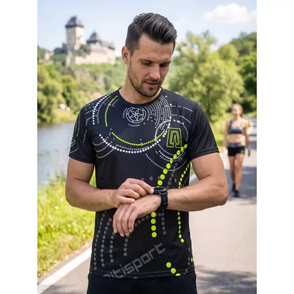  Premium moška majica s kratkimi rokavi ALTISPORT VOJ/ALM003TR01 ČRNA IN RUMENA 