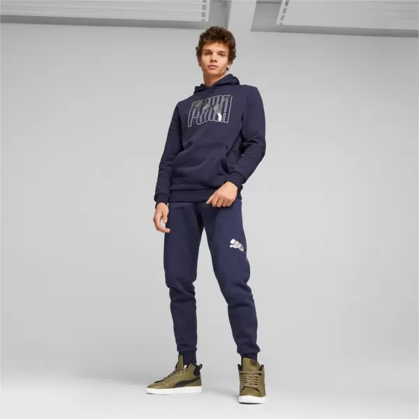  Moški pulover PUMA ESS+ LOGO LAB HOLIDAY HOODIE FL 675924-06 MODRA 