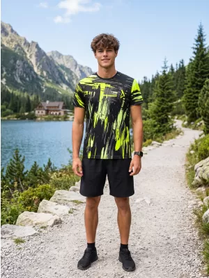 Moška premium funkcionalna majica s kratkimi rokavi ALTISPORT VOJ/ALM010TR01 ČRNA IN RUMENA