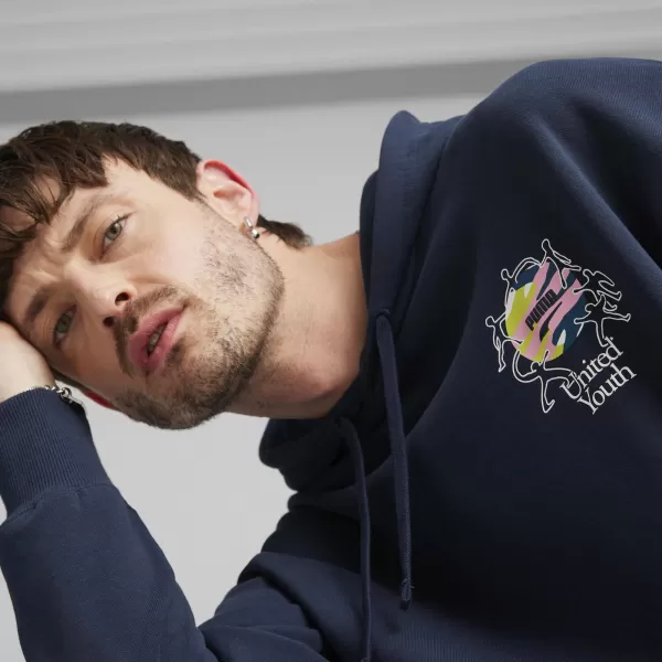  Moški pulover PUMA DOWNTOWN GRAPHIC HOODIE 624361-14 MODRA 