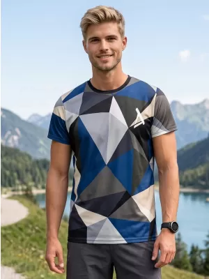 Moška premium plus funkcionalna majica s kratkimi rokavi ALTISPORT VOJ/ALM007TR02 MORNARSKO MODRA/RJAVA
