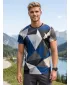 Moška premium plus funkcionalna majica s kratkimi rokavi ALTISPORT VOJ/ALM007TR02 MORNARSKO MODRA/RJAVA