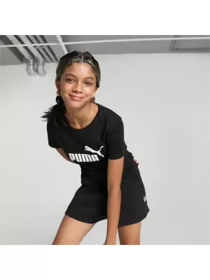 Dekliška majica s kratkimi rokavi PUMA ESS LOGO TEE 587029-01 ČRNA