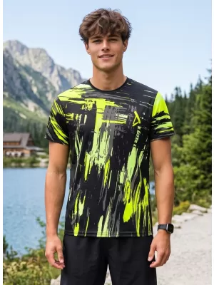 Moška premium funkcionalna majica s kratkimi rokavi ALTISPORT VOJ/ALM010TR01 ČRNA IN RUMENA