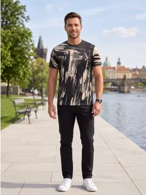Moška premium funkcionalna majica s kratkimi rokavi ALTISPORT VOJ/ALM010TR01 ČRNO RJAVA