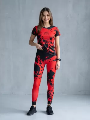 Ženske dolge premium pajkice ALTISPORT VOJ/ALW012LEG01 ČRNA/RDEČA
