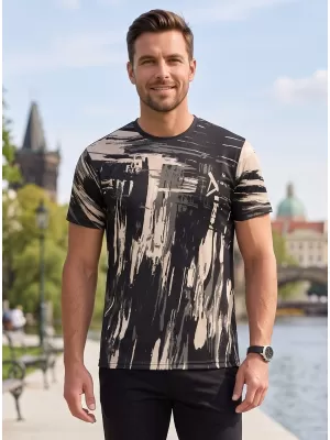 Moška premium funkcionalna majica s kratkimi rokavi ALTISPORT VOJ/ALM010TR01 ČRNO RJAVA
