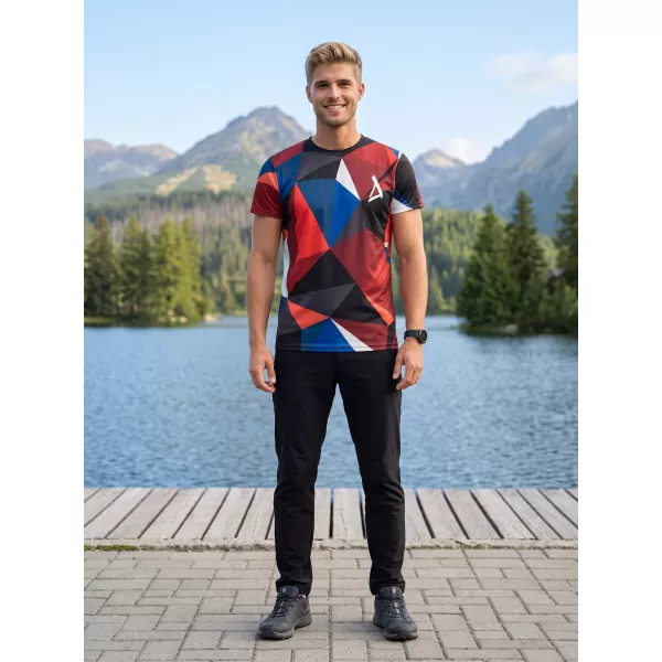  Moška premium plus funkcionalna majica s kratkimi rokavi ALTISPORT VOJ/ALM007TR02 MORNARSKO MODRA/RDEČA 