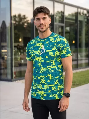 Moška premium plus funkcionalna majica s kratkimi rokavi ALTISPORT VOJ/ALM011TR02 KEROZIN/NEONSKO RUMENA