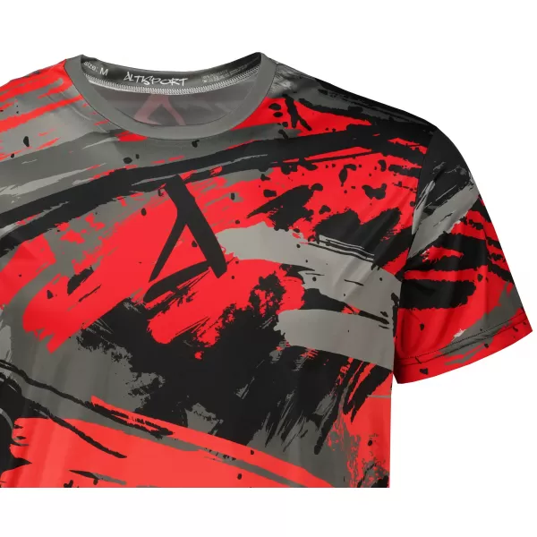  Moška premium funkcionalna majica s kratkimi rokavi ALTISPORT VOJ/ALM014TR01 ČRNA IN RDEČA 