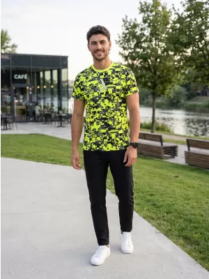 Moška premium plus funkcionalna majica s kratkimi rokavi ALTISPORT VOJ/ALM011TR02 NEON/RUMENA