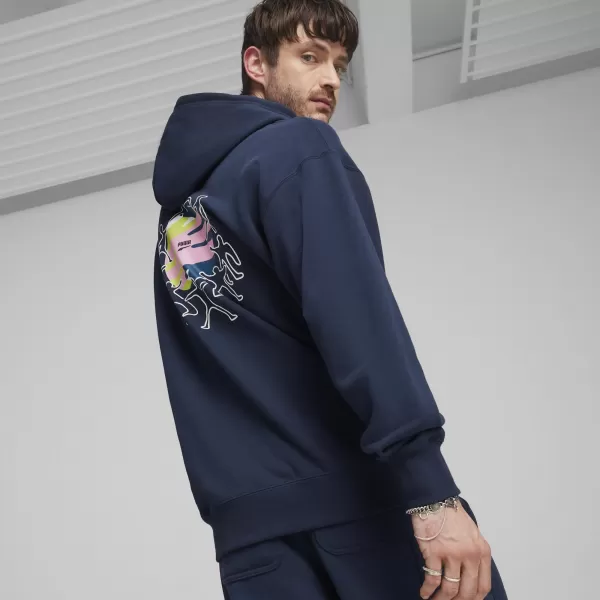  Moški pulover PUMA DOWNTOWN GRAPHIC HOODIE 624361-14 MODRA 