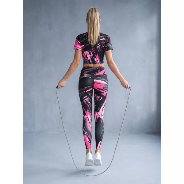  Ženske dolge premium pajkice ALTISPORT VOJ/ALW010LEG01 ČRNA/SVETLO ROZA 