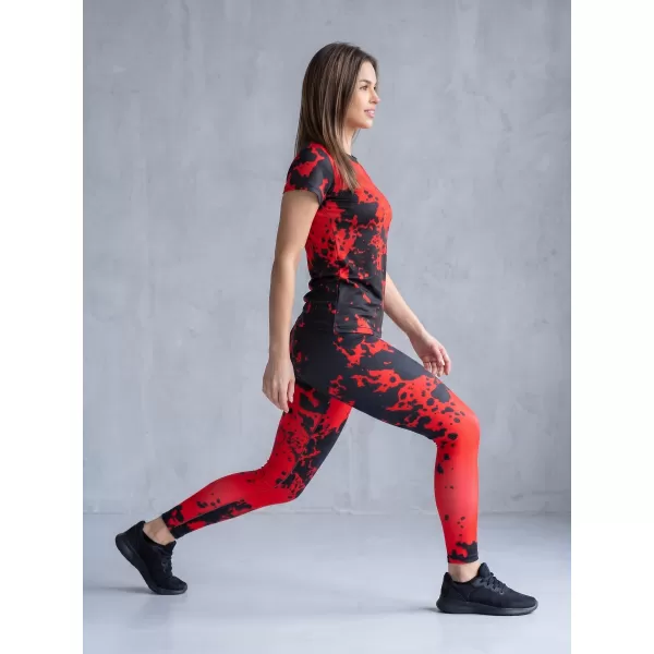  Ženske dolge premium pajkice ALTISPORT VOJ/ALW012LEG01 ČRNA/RDEČA 