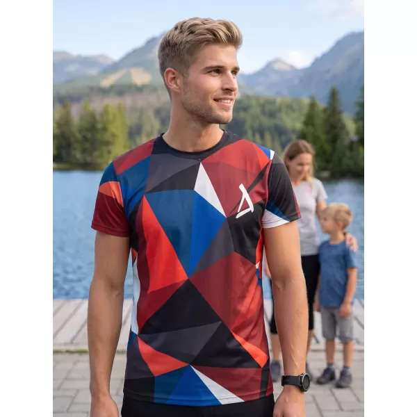  Moška premium plus funkcionalna majica s kratkimi rokavi ALTISPORT VOJ/ALM007TR02 MORNARSKO MODRA/RDEČA 