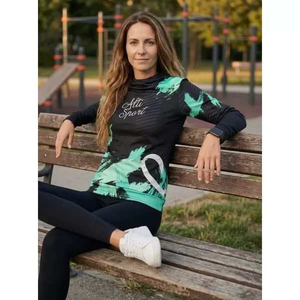  Ženski vrhunski funkcionalni pulover ALTISPORT VOJ/ALW027MI01 ČRNA/TURKIZNA 