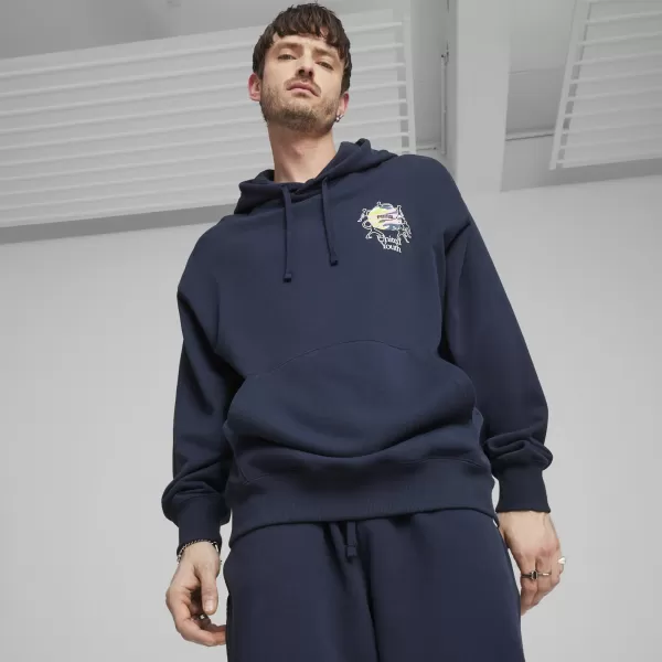  Moški pulover PUMA DOWNTOWN GRAPHIC HOODIE 624361-14 MODRA 