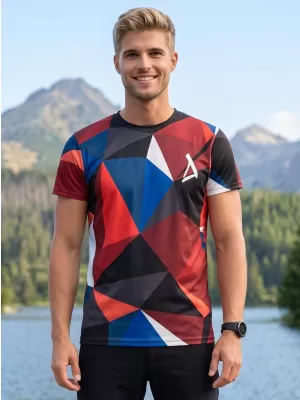 Moška premium plus funkcionalna majica s kratkimi rokavi ALTISPORT VOJ/ALM007TR02 MORNARSKO MODRA/RDEČA