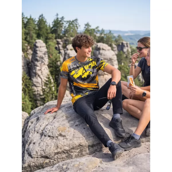  Moška premium funkcionalna majica s kratkimi rokavi ALTISPORT VOJ/ALM014TR01 ČRNA IN RUMENA 