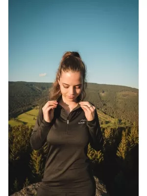Ženska termo majica HUSKY TROMI ZIP L ČRNA