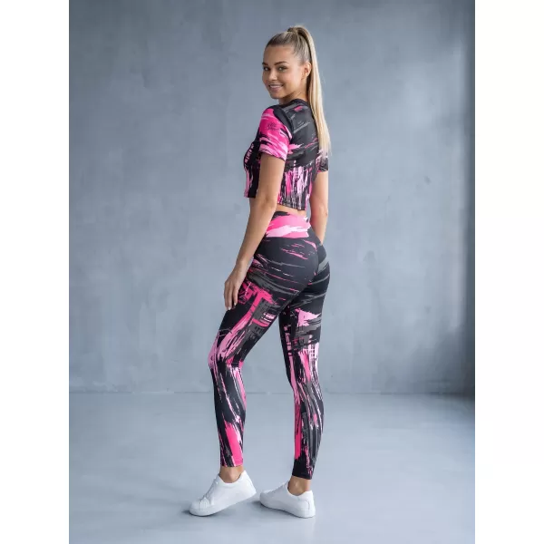  Ženske dolge premium pajkice ALTISPORT VOJ/ALW010LEG01 ČRNA/SVETLO ROZA 