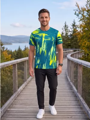 Moška premium funkcionalna majica s kratkimi rokavi ALTISPORT VOJ/ALM010TR01 KEROZIN/RUMENA