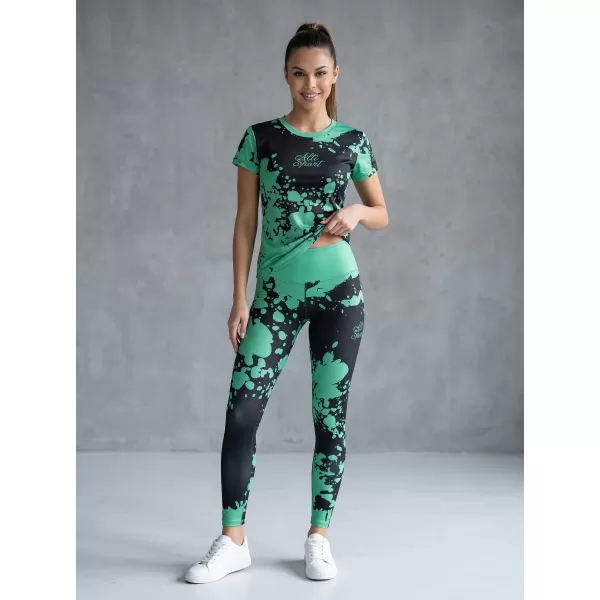  Ženske dolge premium pajkice ALTISPORT VOJ/ALW012LEG01 ČRNA/TURKIZNA 