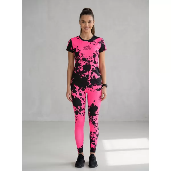  Ženske dolge premium pajkice ALTISPORT VOJ/ALW012LEG01 ČRNA/FLUO ROZA 
