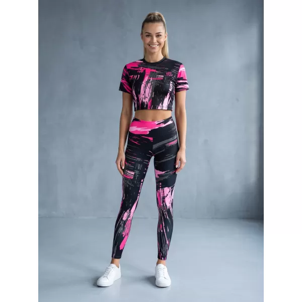  Ženske dolge premium pajkice ALTISPORT VOJ/ALW010LEG01 ČRNA/SVETLO ROZA 