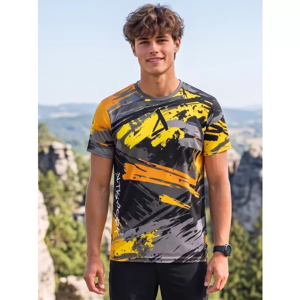  Moška premium funkcionalna majica s kratkimi rokavi ALTISPORT VOJ/ALM014TR01 ČRNA IN RUMENA 