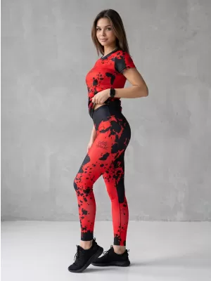 Ženske dolge premium pajkice ALTISPORT VOJ/ALW012LEG01 ČRNA/RDEČA