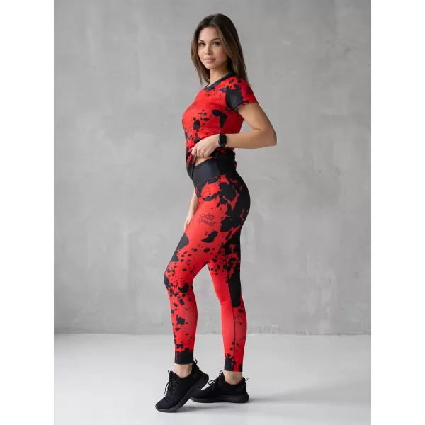  Ženske dolge premium pajkice ALTISPORT VOJ/ALW012LEG01 ČRNA/RDEČA 