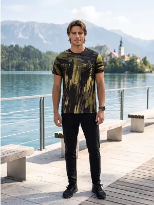 Moška premium funkcionalna majica s kratkimi rokavi ALTISPORT VOJ/ALM010TR01 ČRNA/VOJSKA