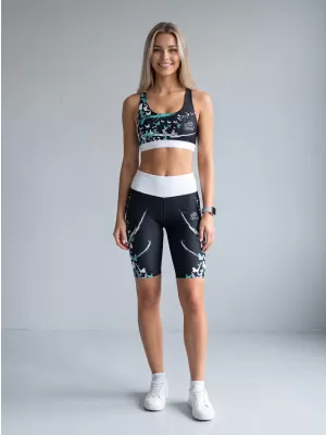 Dámské legíny nad kolena premium ALTISPORT VOJ/ALW022LEG02 ČERNÁ/TYRKYSOVÁ