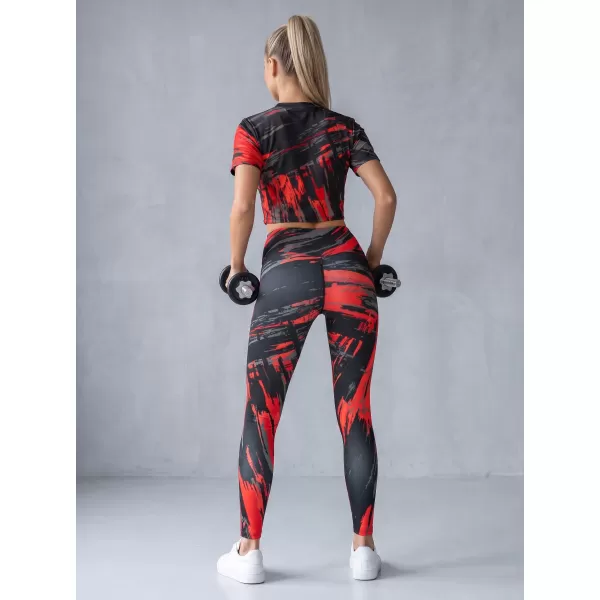  Ženske dolge premium pajkice ALTISPORT VOJ/ALW010LEG01 ČRNA IN RDEČA 