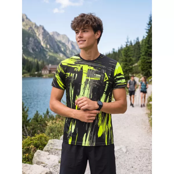  Moška premium funkcionalna majica s kratkimi rokavi ALTISPORT VOJ/ALM010TR01 ČRNA IN RUMENA 