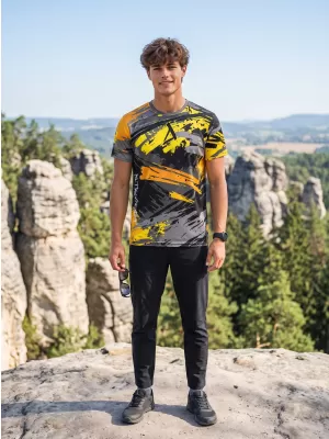 Moška premium funkcionalna majica s kratkimi rokavi ALTISPORT VOJ/ALM014TR01 ČRNA IN RUMENA