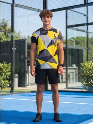 Moška premium plus funkcionalna majica s kratkimi rokavi ALTISPORT VOJ/ALM007TR02 ČRNA IN RUMENA