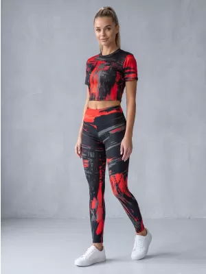 Ženske dolge premium pajkice ALTISPORT VOJ/ALW010LEG01 ČRNA IN RDEČA