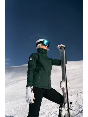 Ženska smučarska jakna NORDBLANC ZENITH NBWJL7929 TEMNO ZELENA
