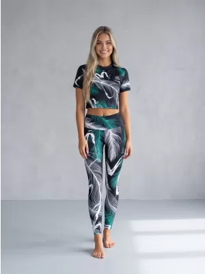 Ženske dolge premium pajkice ALTISPORT VOJ/ALW001LEG01 ČRNA/TURKIZNA