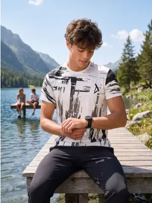 Moška premium funkcionalna majica s kratkimi rokavi ALTISPORT VOJ/ALM010TR01 ČRNO IN BELO